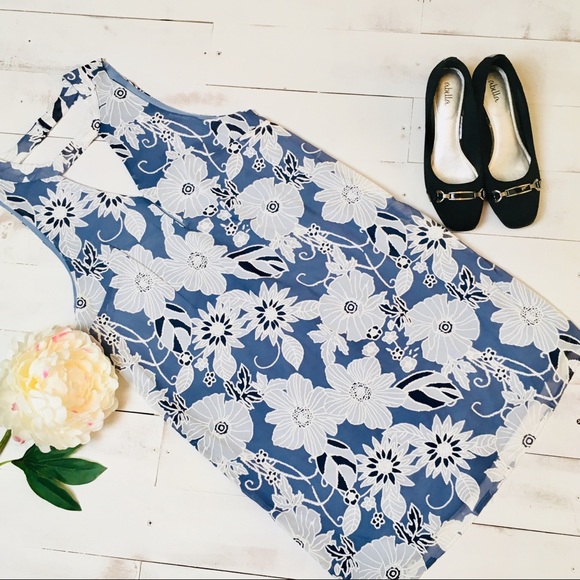 *LAST ONE* 60's Style Mod Blue Floral Mini Dress - Picture 4 of 7